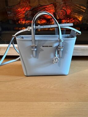 Michael Kors Light Blue Saffiano Crossbody Tote